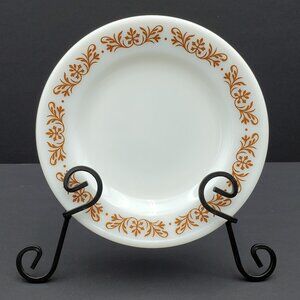 Pyrex Tableware by Corning Copper Filigree Milk Glass Bread & Butter Plates